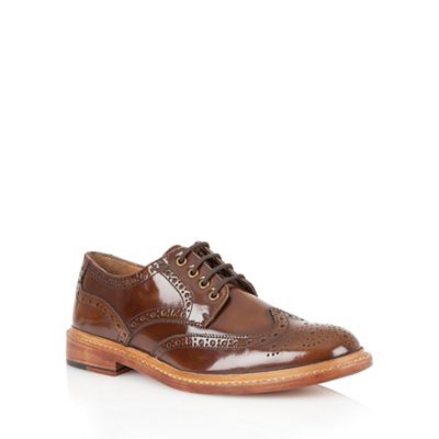 Brown hi shine leather 'Edward' mens shoes